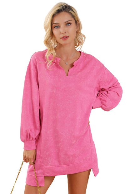 Exposed Seam Drop Shoulder Oversized Sweatshirt | Dark Pink