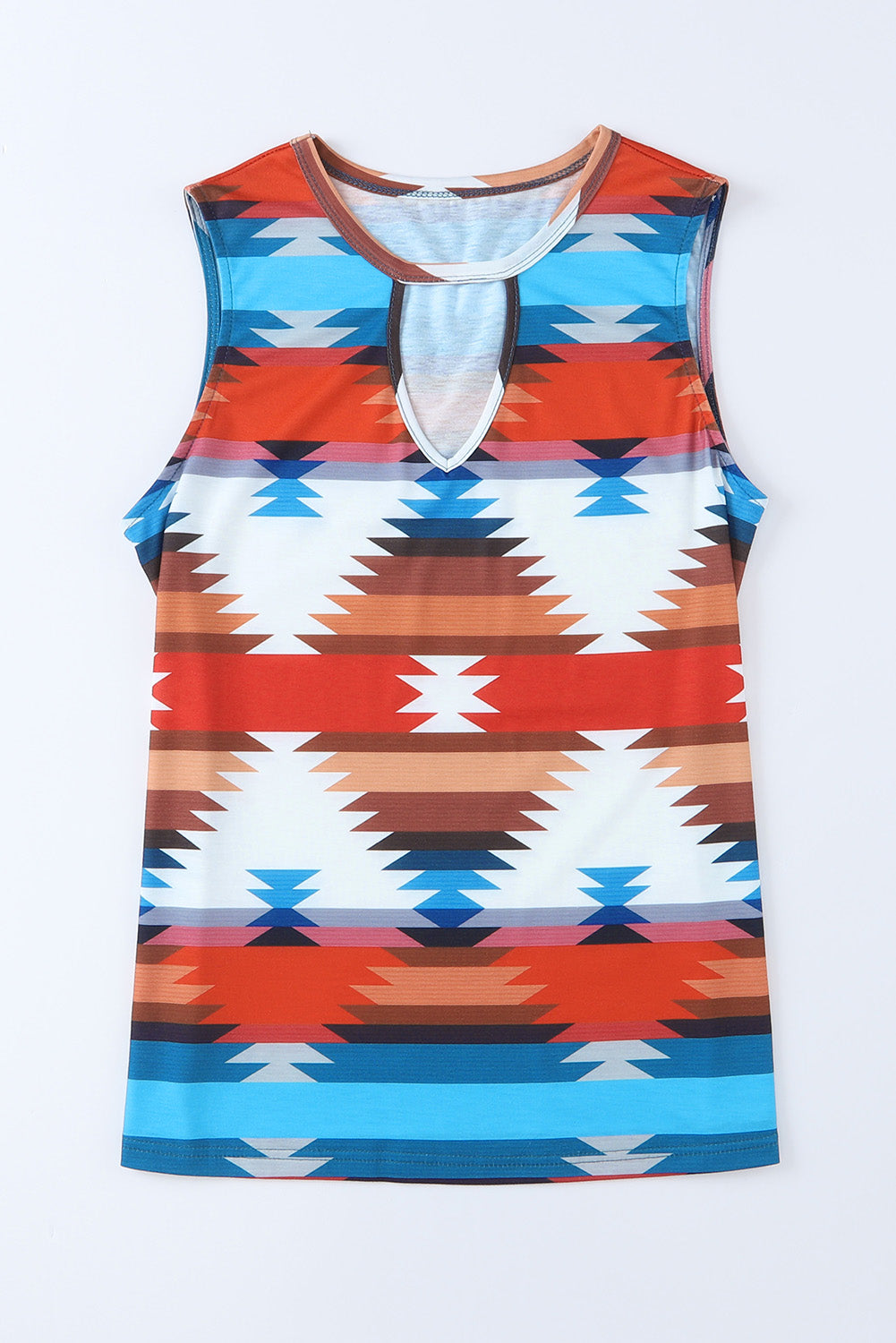 Fiery  Aztec Geometric Print Hollowed Neckline Tank Top | Red