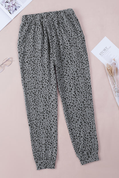 Breezy Leopard Joggers | Gray