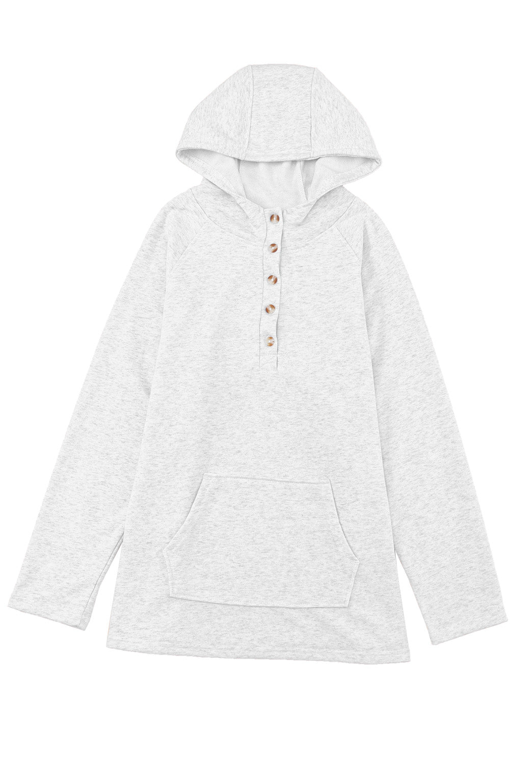 Plus Size Kangaroo Pocket Henley Button Hoodie | Gray