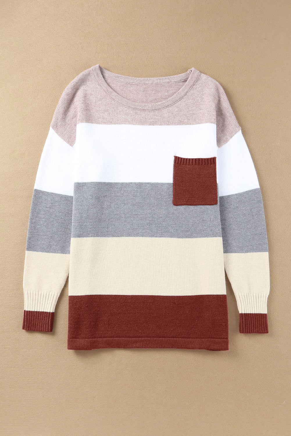 Colourblock Pocketed Sweater | Purple