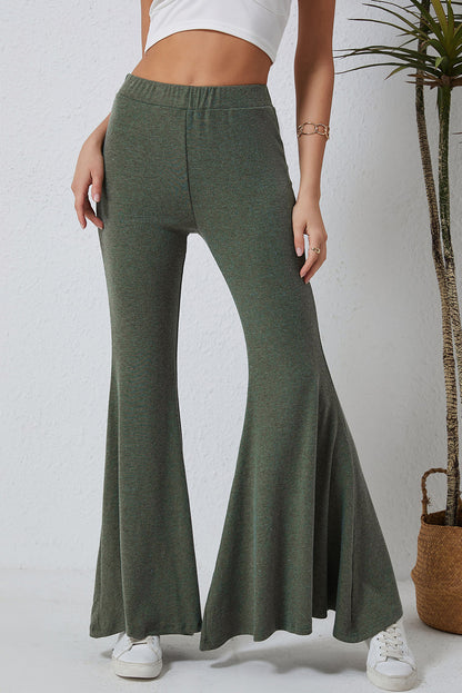 Green High Waist Fit and Flare Pants