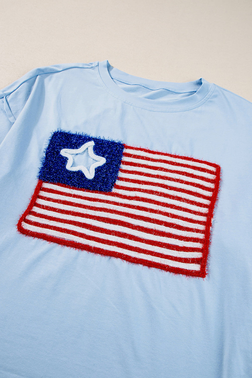 Tinsel American Flag Graphic Drop Shoulder T-Shirt | Beau Blue