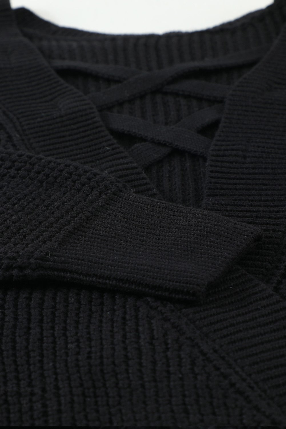 Cross Back Hollow-Out Sweater | Black