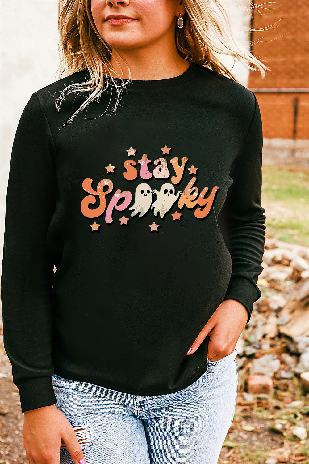 Halloween Stay Spooky Graphic Sweatshirt | Black