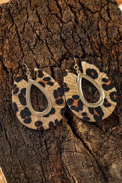 Leopard Print Hollow Out Drop Earrings | Chestnut