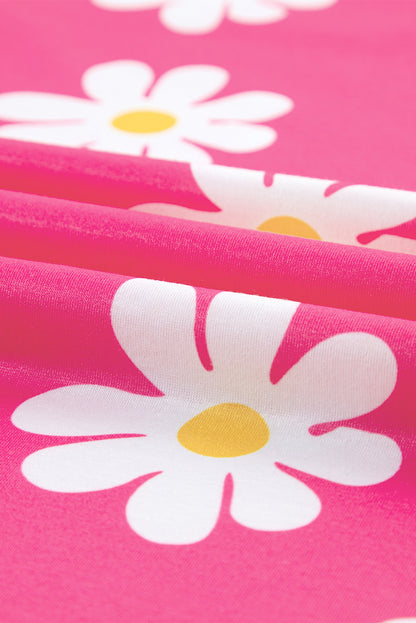 Daisy Printed Crewneck T Shirt | Pink