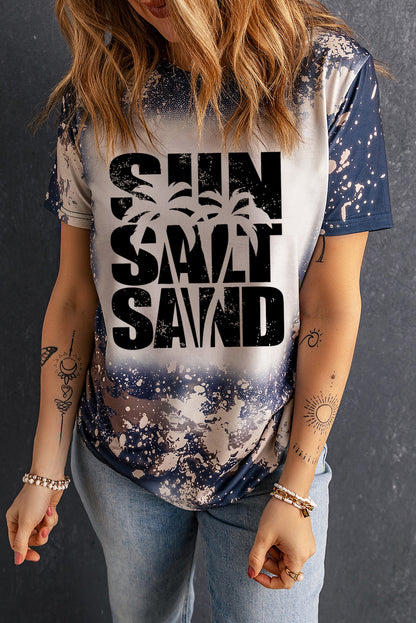 Tie Dye Sun Salt Sand Graphic Crewneck T Shirt | Multicolour