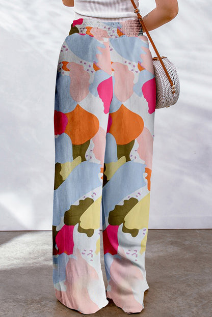 Colour Palette Print Flowy Wide Leg Pants | Multicolour