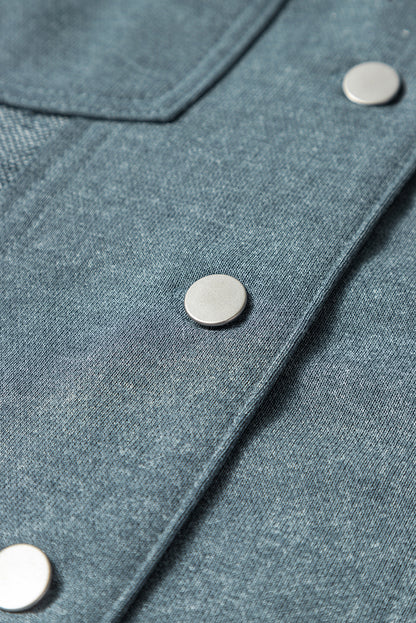 Exposed Seam Patchwork Raw Hem Buttoned Jacket | Gray