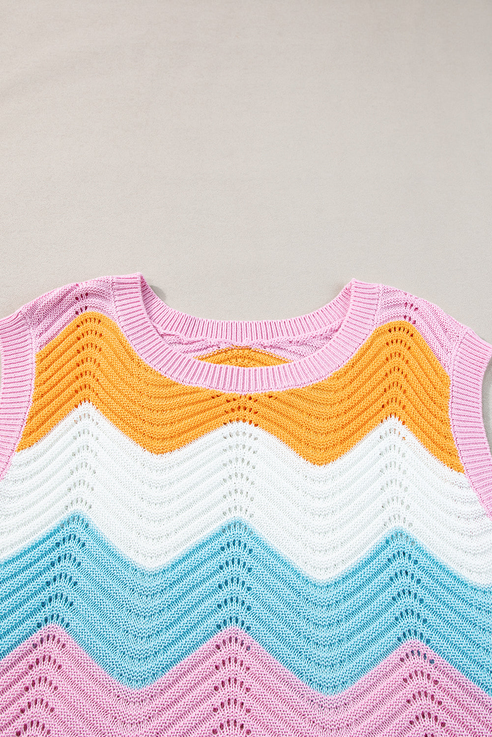 Striped Colourblock Scalloped Hem Knitted Vest | Multicolour