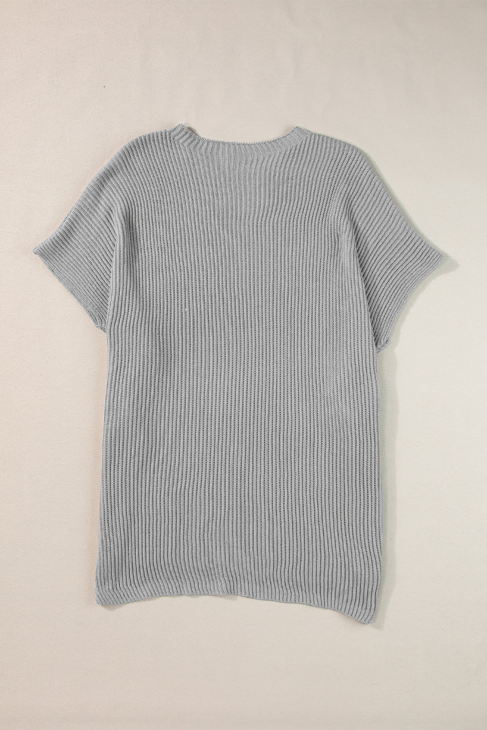 Short Sleeve Side Slit Oversized Sweater | Gray