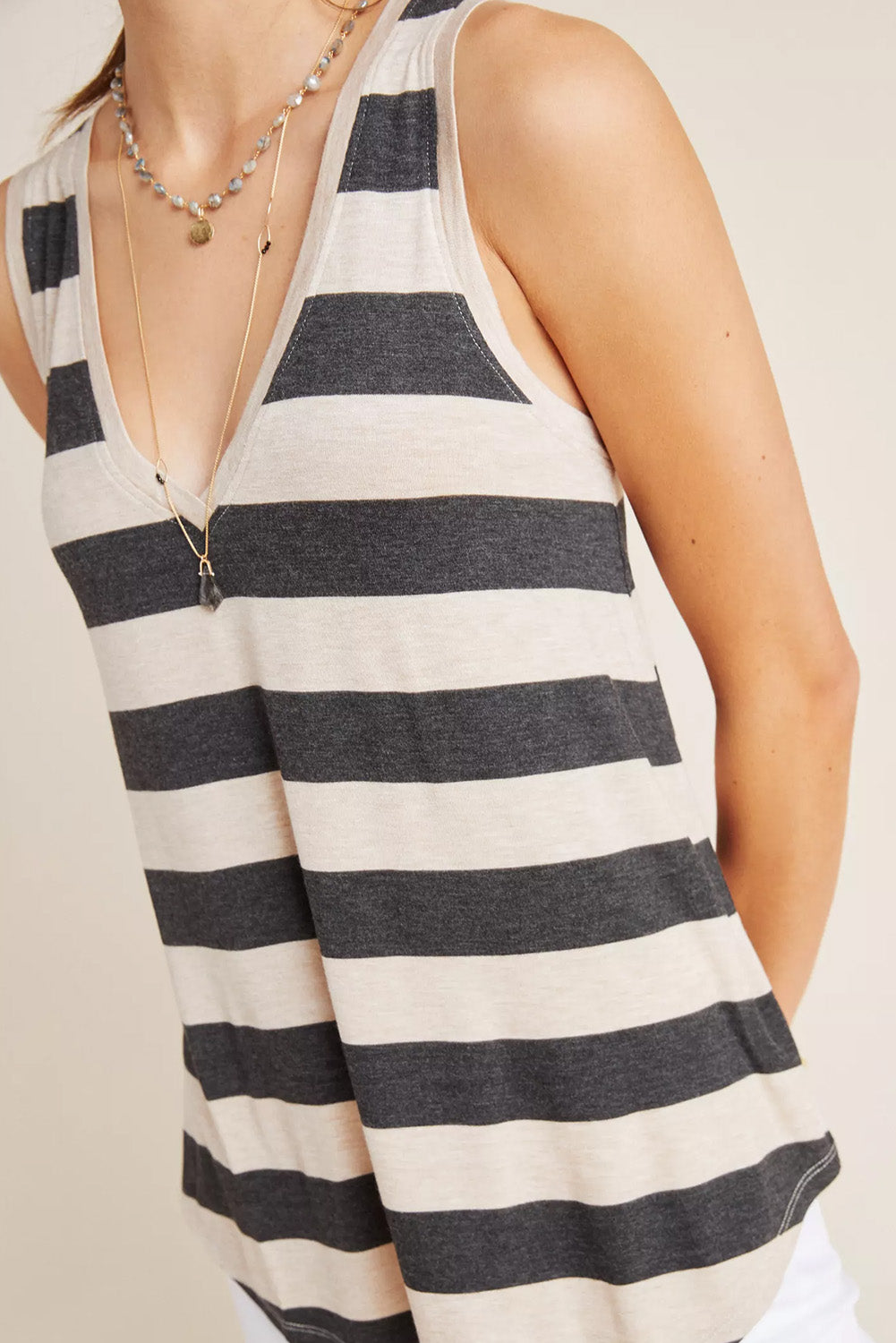 d V Neck Tank Top | Stripe