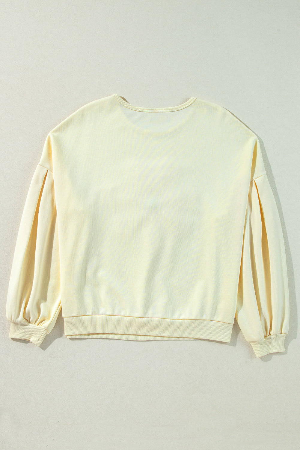 Tinsel Flower Dropped Puff Sleeve Sweatshirt | Beige