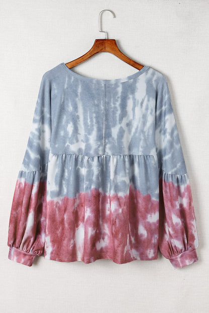 Tie Dye Bishop Sleeve Loose Sweatshirt | Multicolour