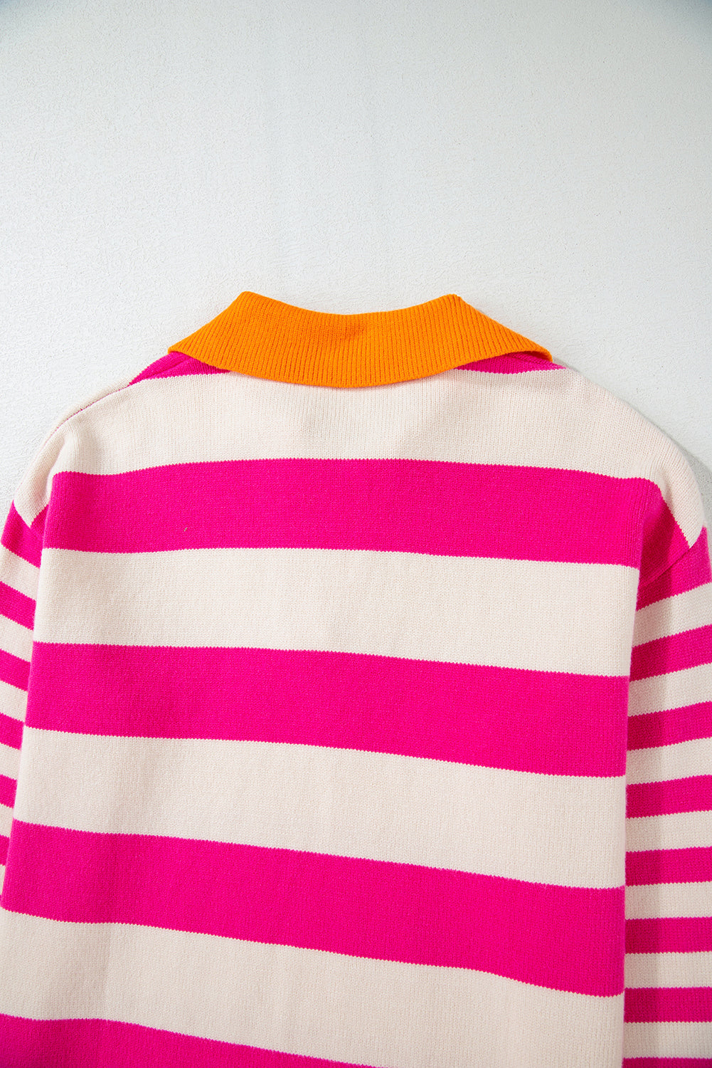 Colour Block Collared V Neck Drop Shoulder Sweater | Rose Stripe