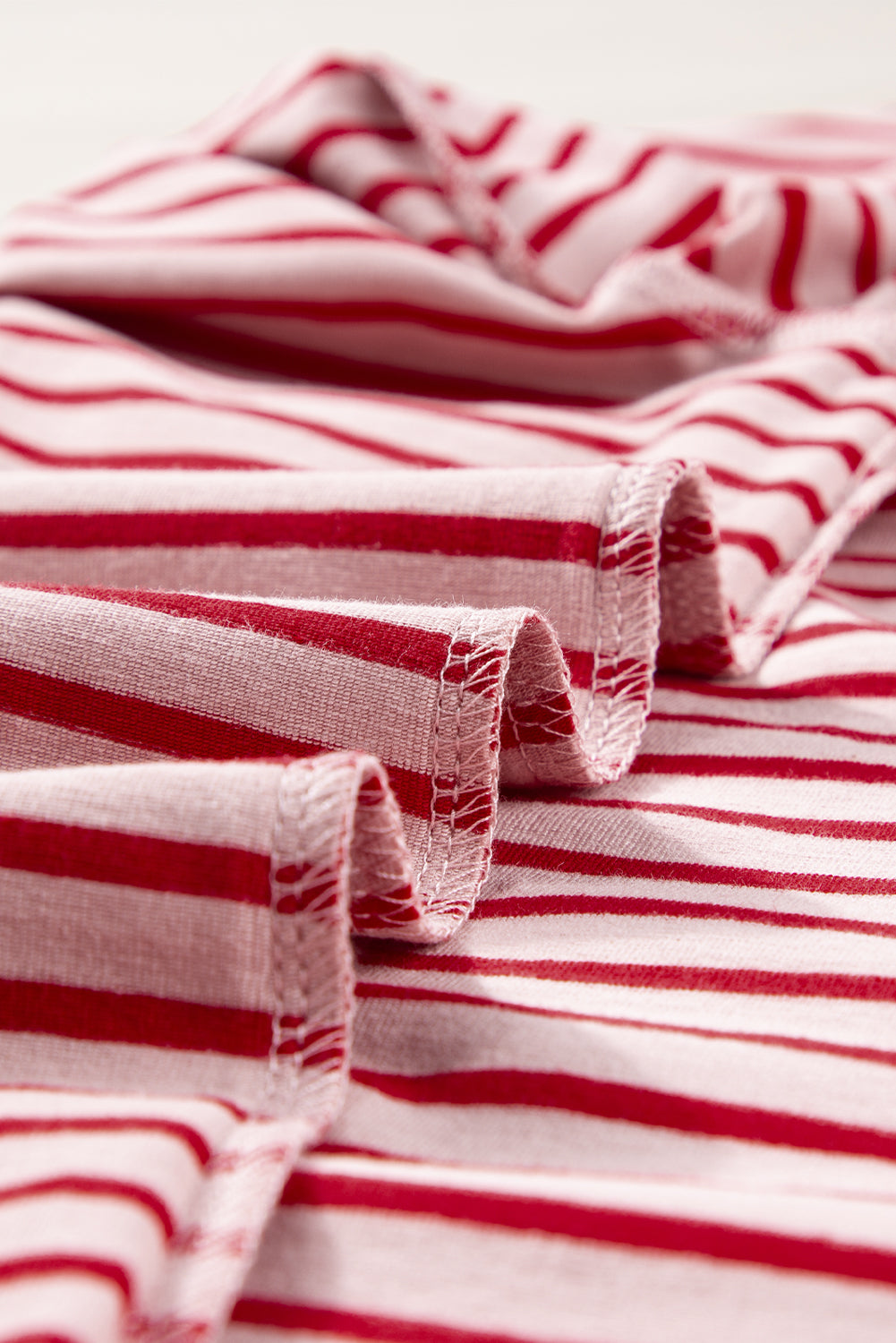 Crew Neck Casual T Shirt | Pink Stripe