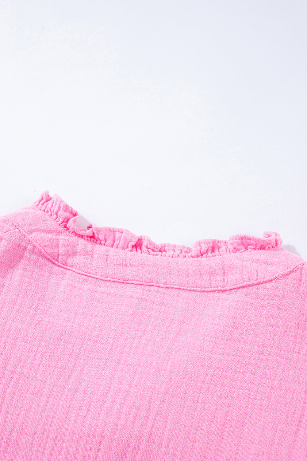 Retro Frilled Seam Crinkle Puff Sleeve Blouse | Pink