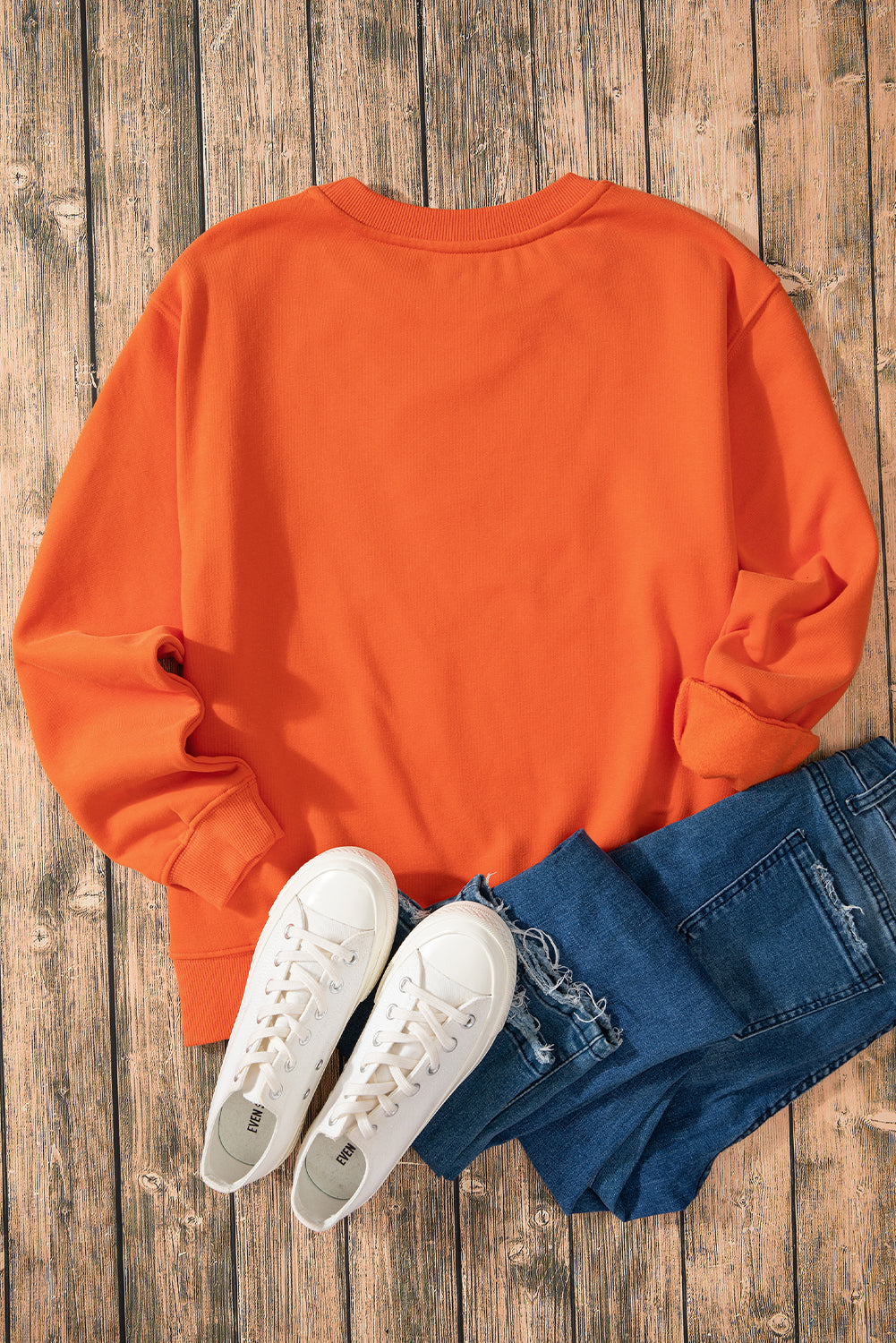 Glittering Pumpkin Season Graphic Drop Shoulder Pullover Sweatshirt | Russet Orange