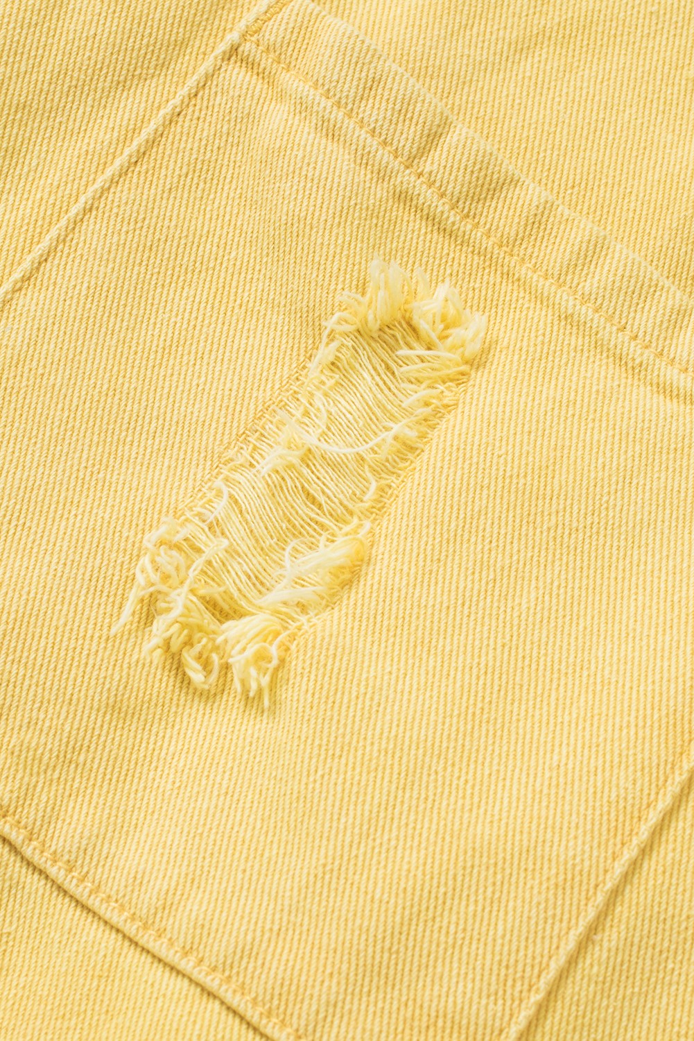 Distressed Fringe Trim Denim Jacket | Yellow