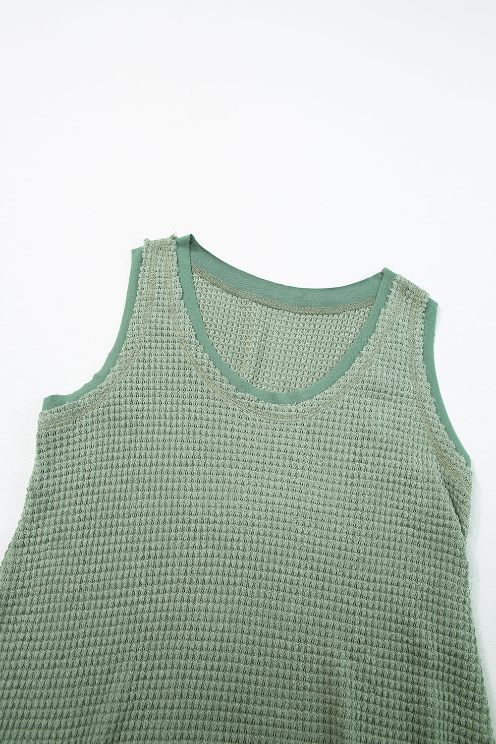 Scoop Neck Waffle Knit Flowy Vest | Sea Green