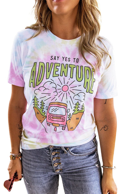 Say Yes To Adventure Tie-Dye Print Tee | White