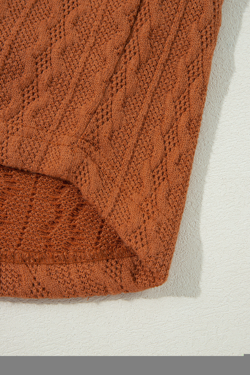 Textured Knit Side Pockets Open Front Cardigan | Chestnut