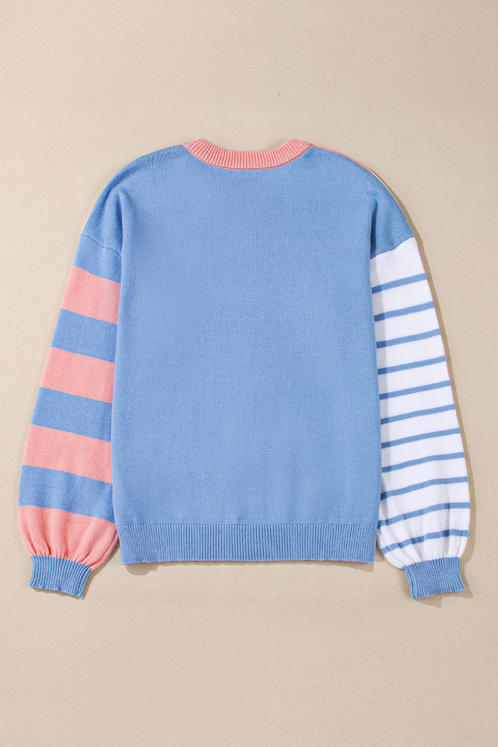 Colourblock Striped Drop Shoulder Cozy Sweater | Pale Chestnut