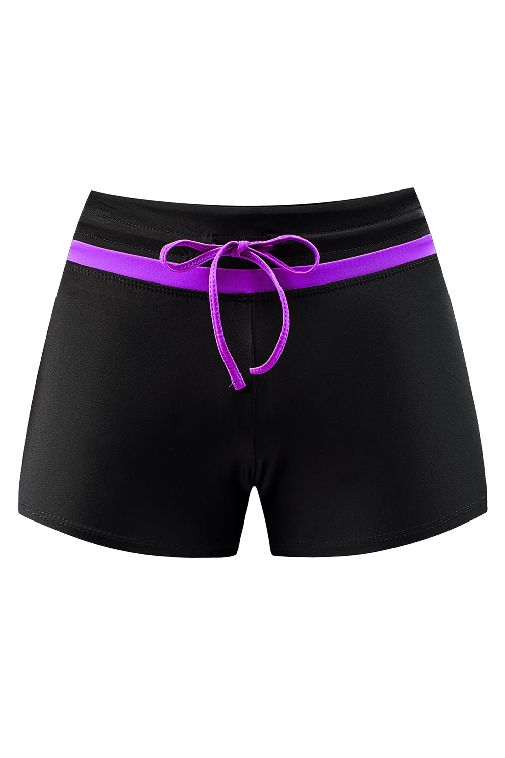 Violet Strap Trim Black Women Swim Boardshort | Black