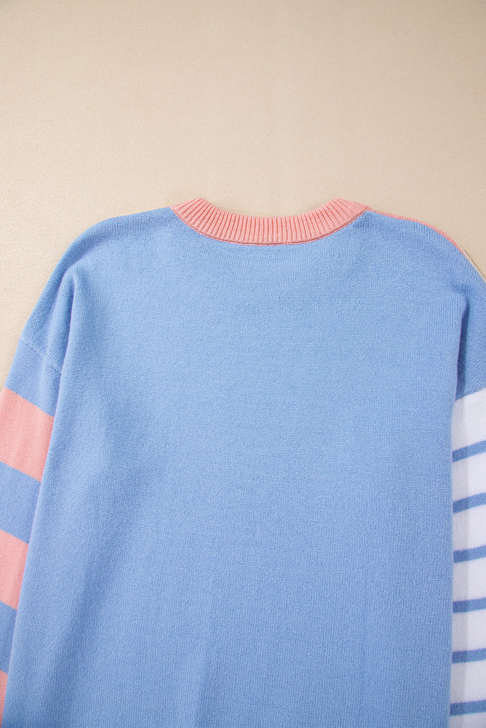 Colourblock Striped Drop Shoulder Cozy Sweater | Pale Chestnut