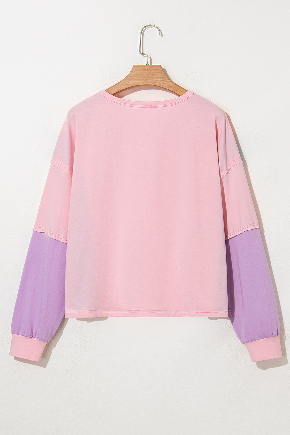 Colourblock Long Sleeve Buttons Henley Top | Pink