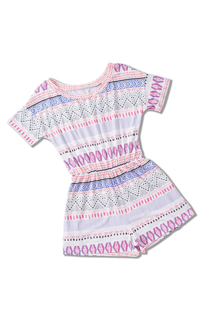 Aztec Print Short Sleeve Romper | Multicolour