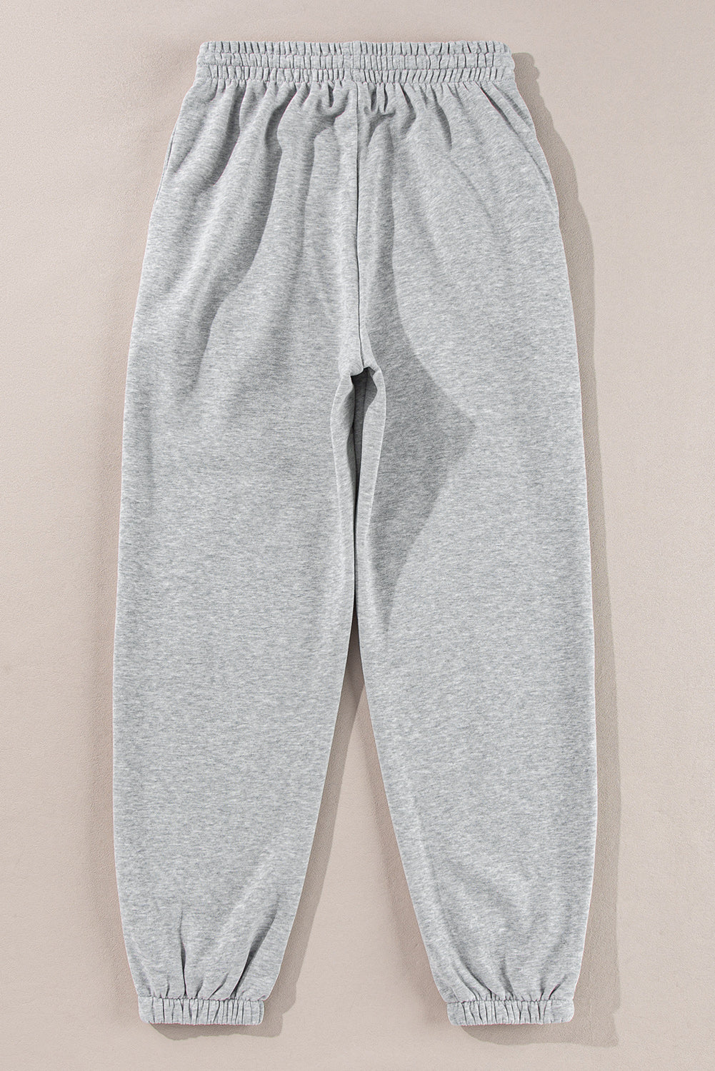 Solid Colour Fleece Lined Drawstring Waist Joggers | Light Grey