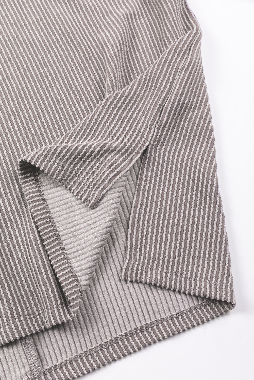 Ribbed Roll-Tab Sleeve Oversize Top | Philippine Gray