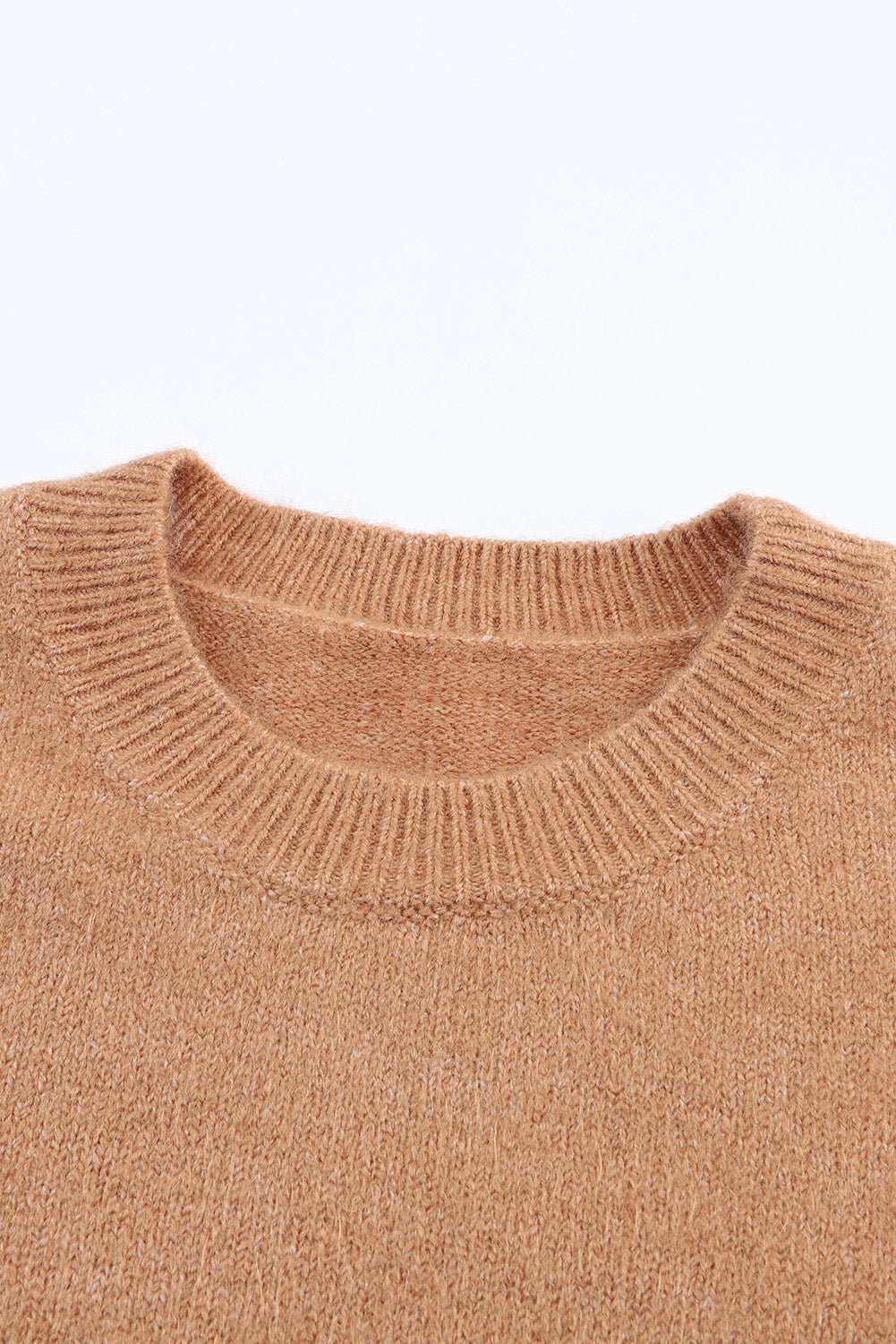 Colour Block Striped Ribbed Knit Sweater | Brown