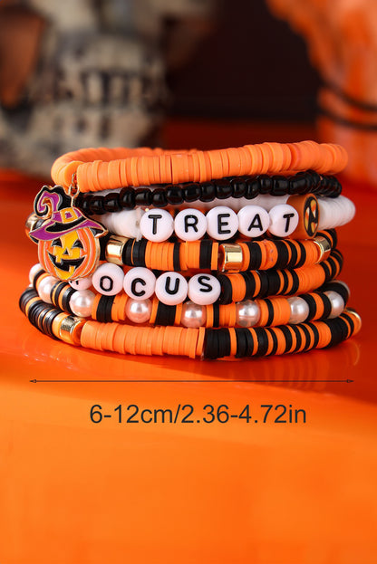 Treat Hocus Halloween Pumpkin Beaded Multilayered Bracelet | Orange