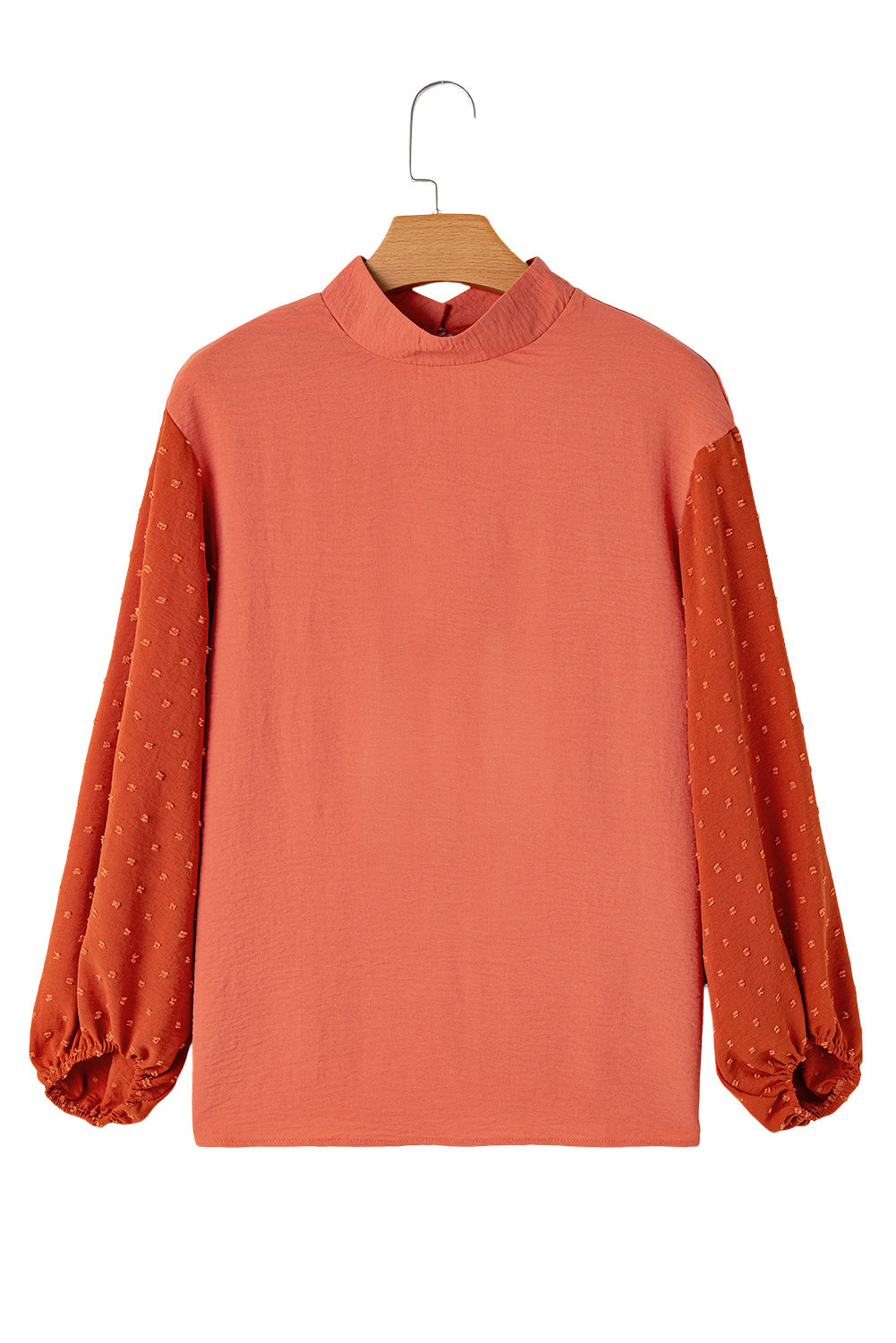 Swiss Dot Balloon Sleeve Loose Blouse | Russet Orange