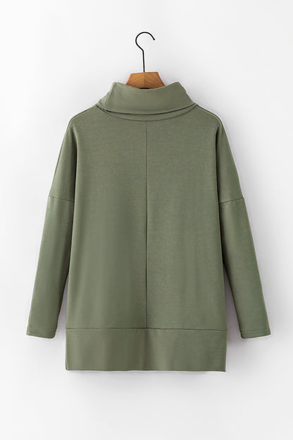 Cowl Neck Shift Tunic Top | Jungle Green