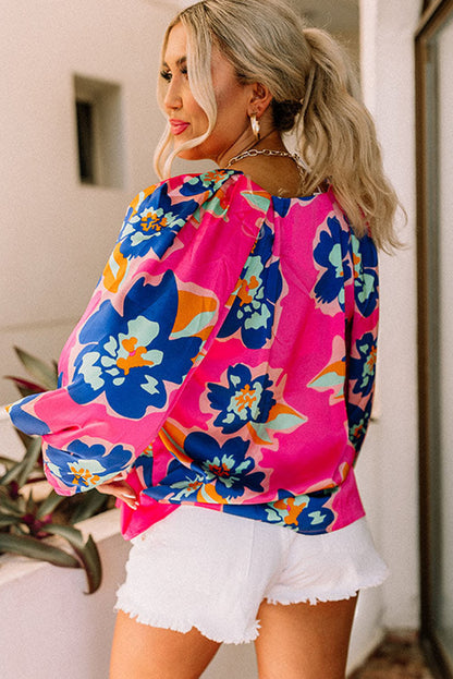 Flower Print Puff Sleeve Blouse | Rose