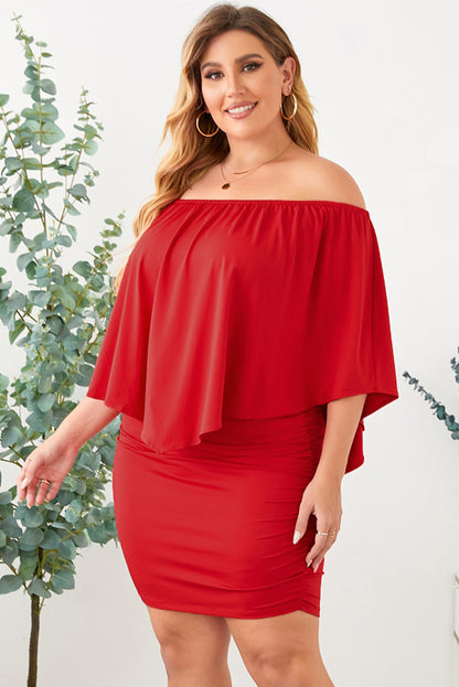 Multiple Dressing Layered Fiery  Mini Poncho Dress | Red