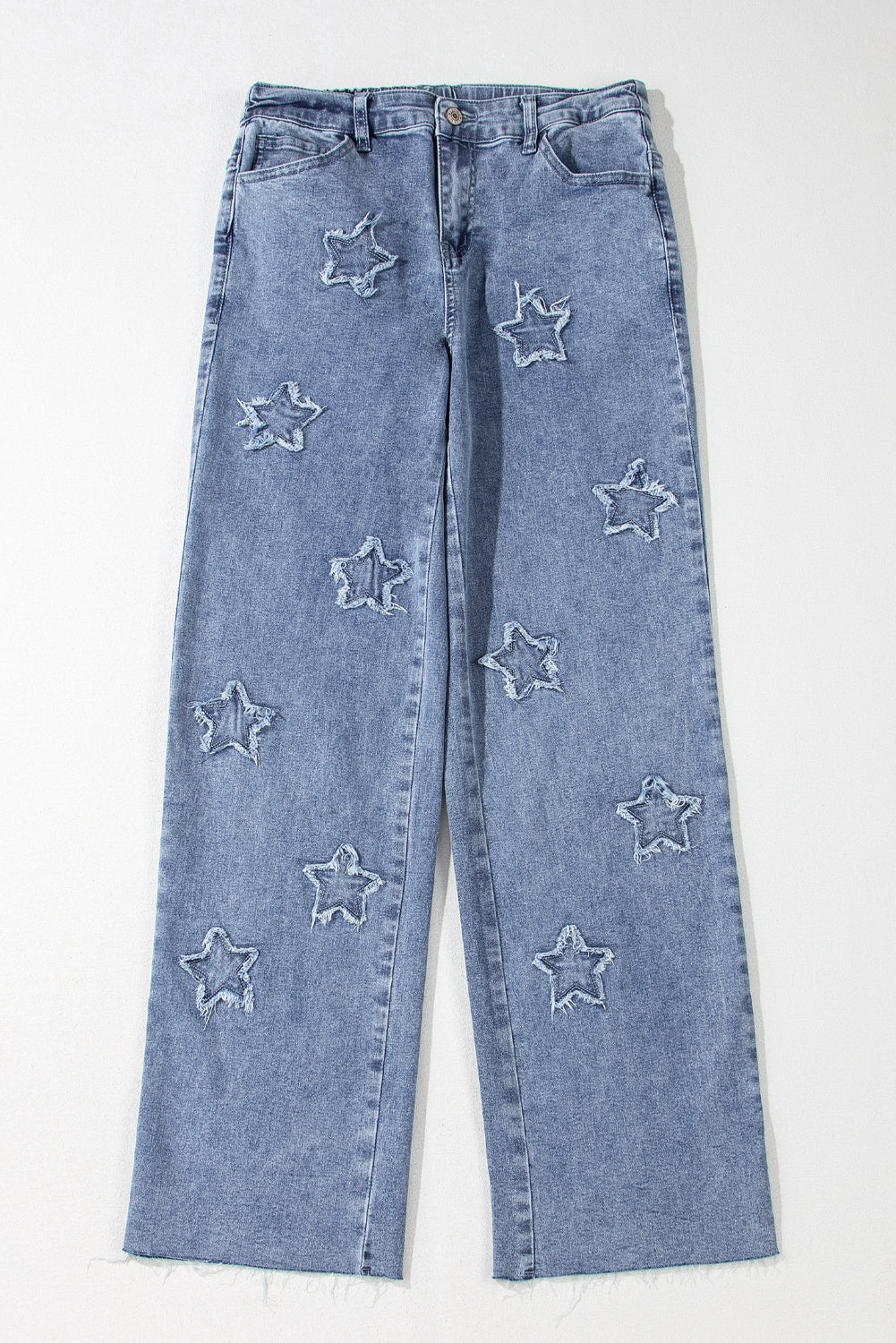 Foiled Star Patchwork Straight Leg Loose Jeans | Dusk Blue