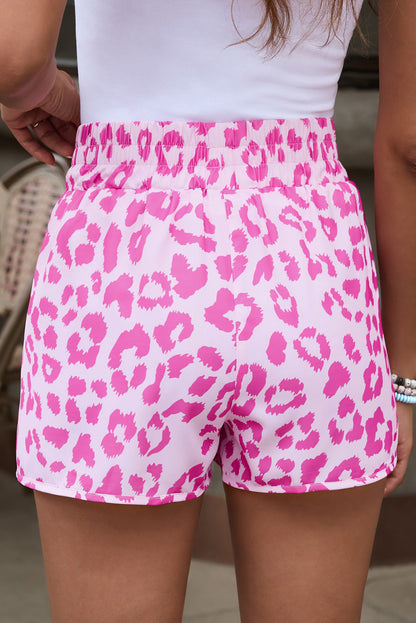 Leopard High Waisted Athletic Shorts | Pink