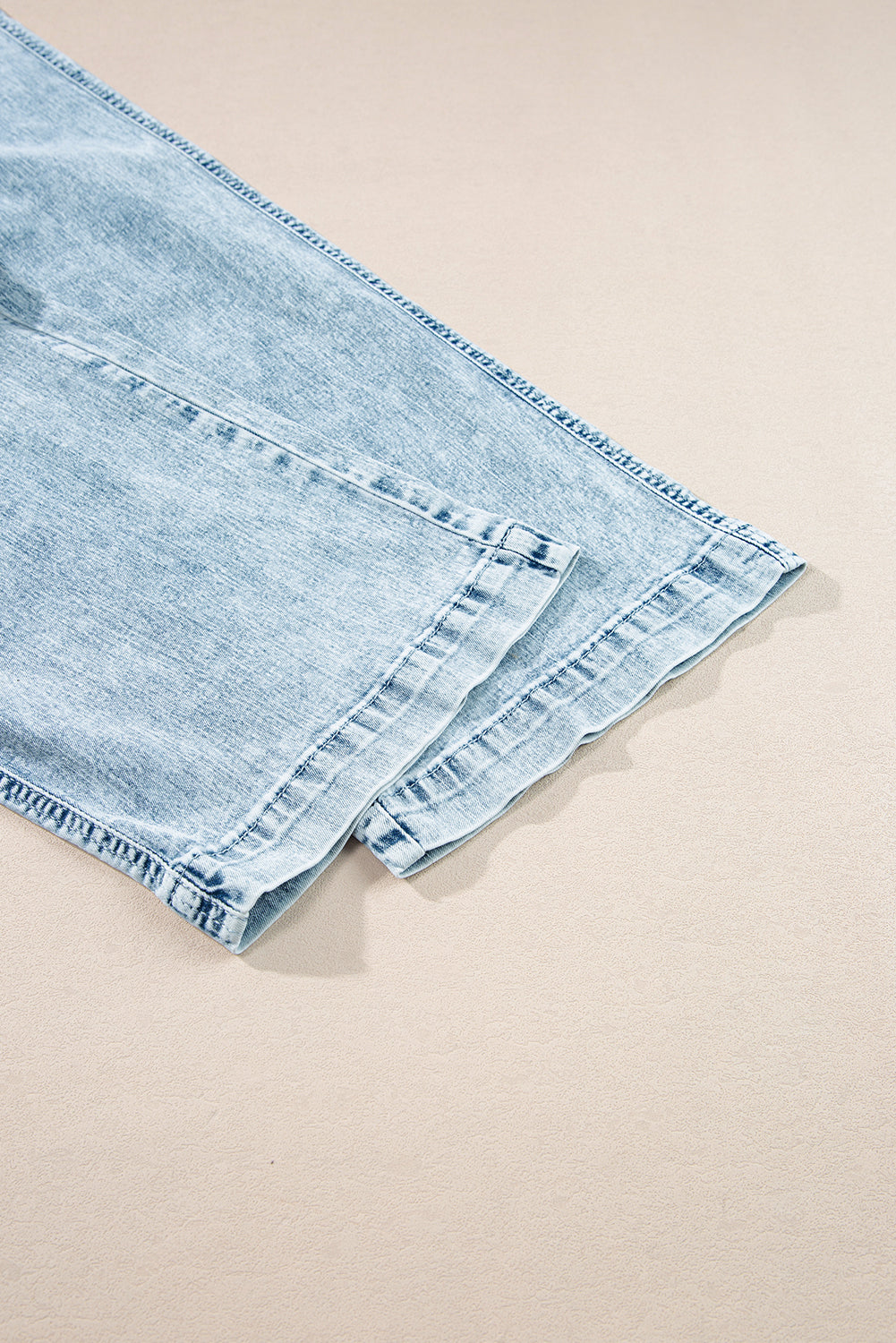 Mineral Wash Drawstring Waist Loose Straight Denim Pants | Myosotis