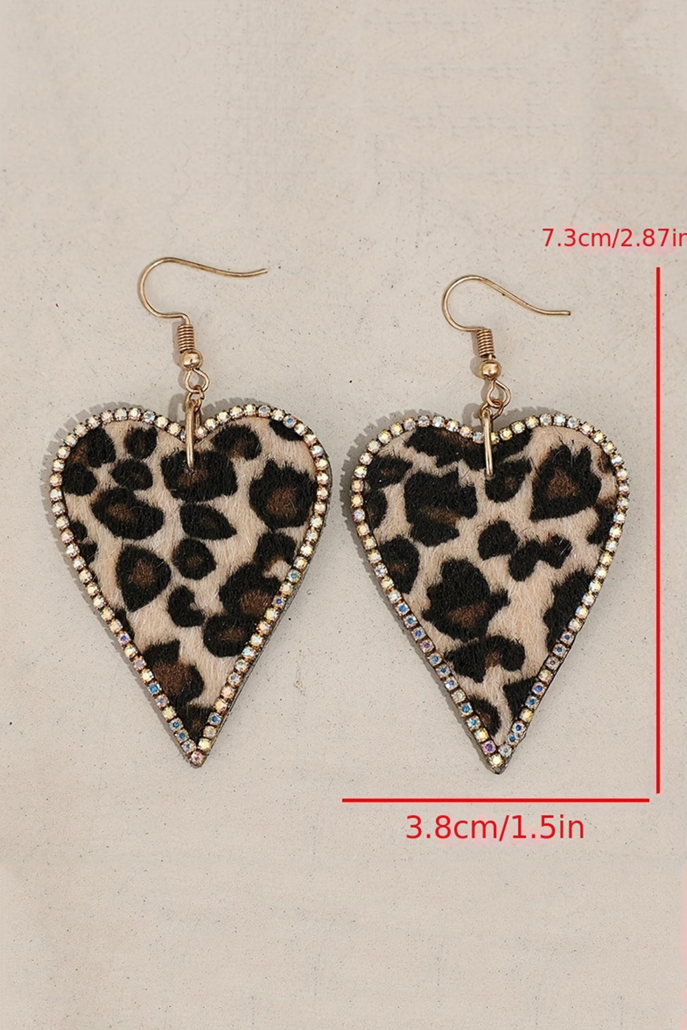 Rhinestone Edge Leopard Print Heart Shape Earrings | Multicolour