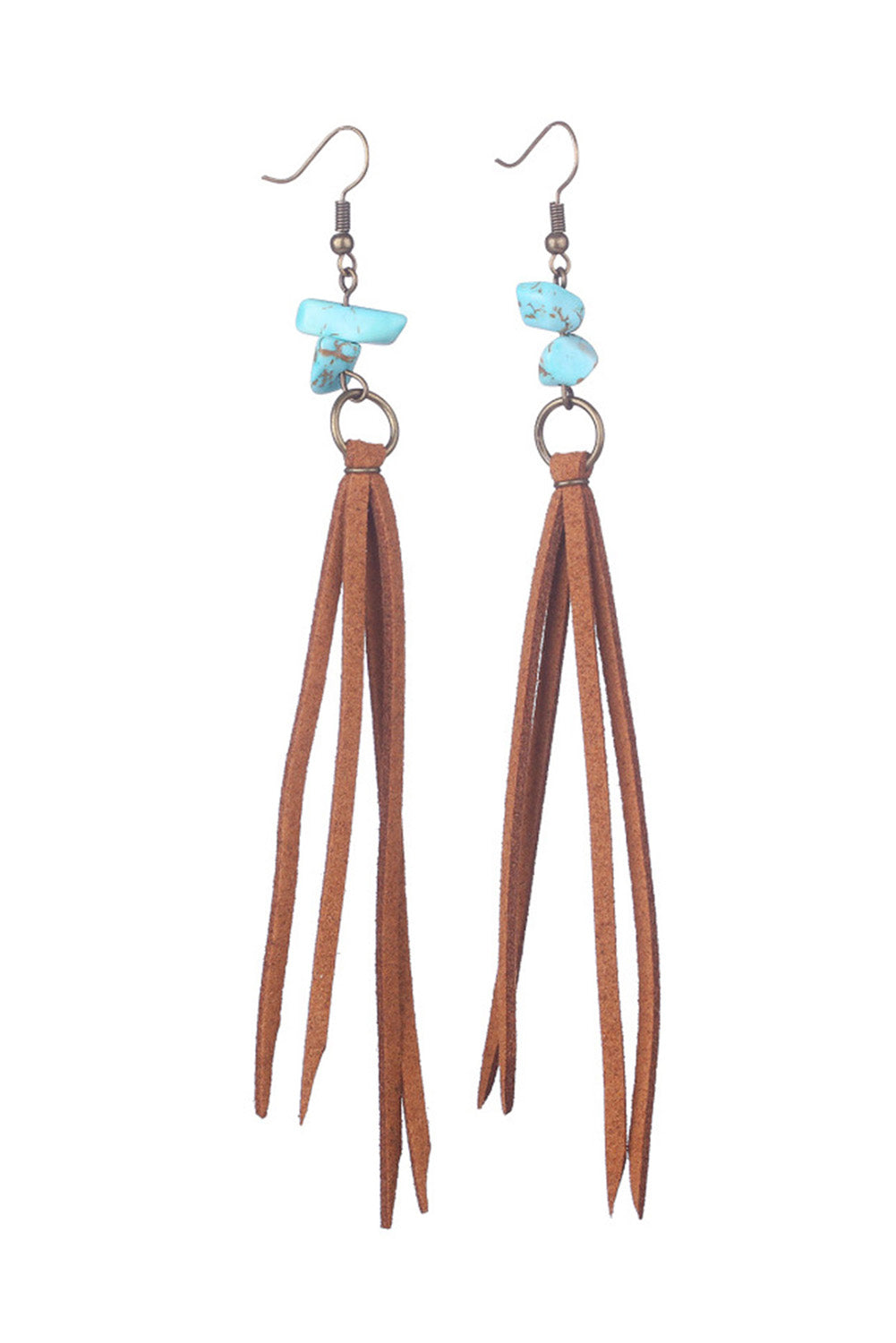 Turquoise Tassel Drop Earrings | Brown