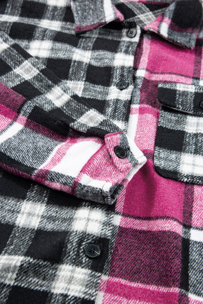 Plaid Colourblock Loose Shacket | Black