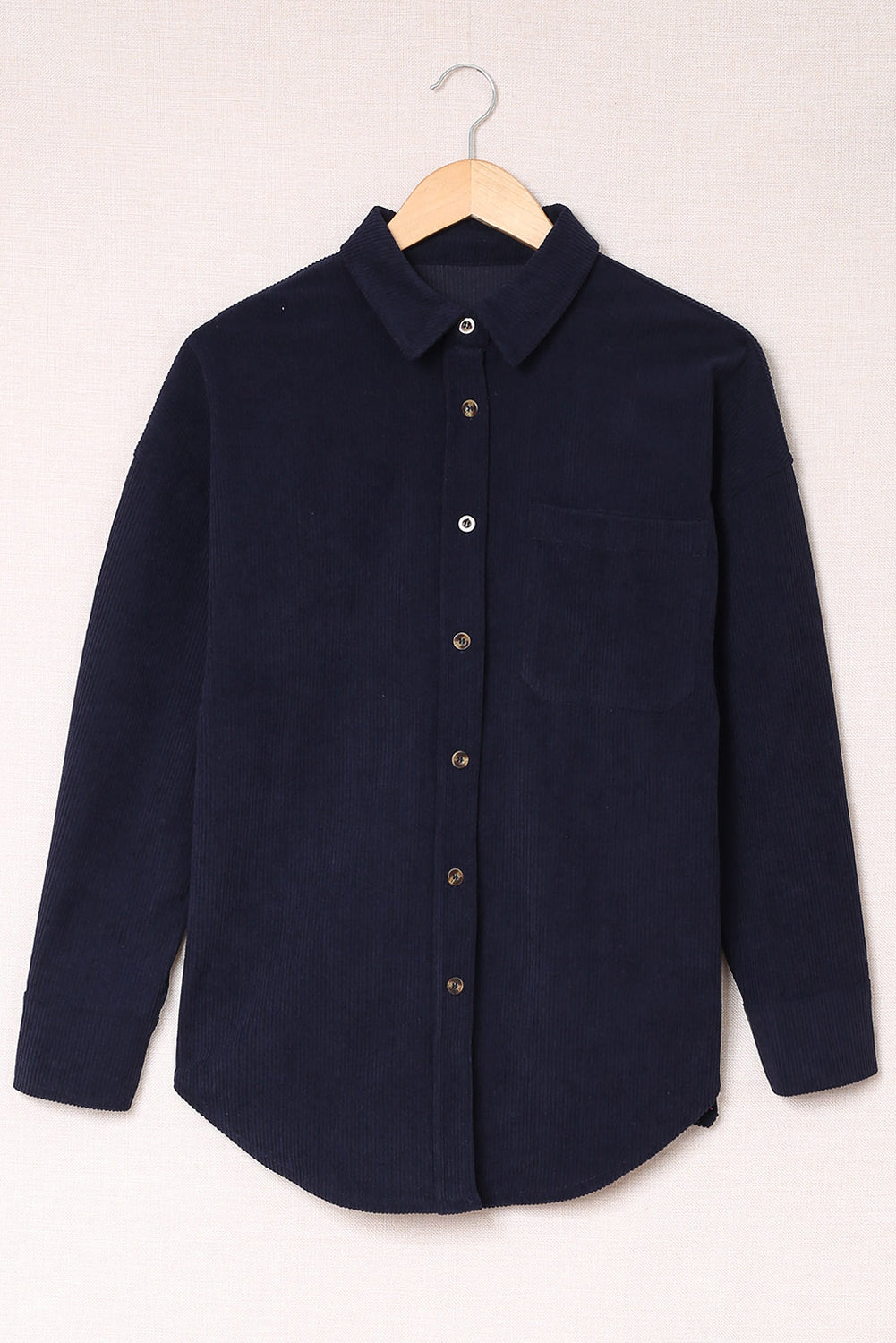 Dark  Corduroy Button Pocket Shirt | Blue