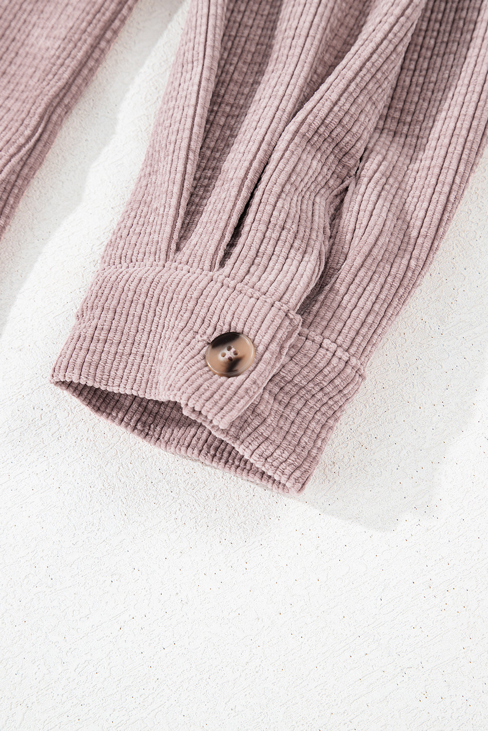 Corduroy Flap Pocket Button Up Shacket | Light Pink