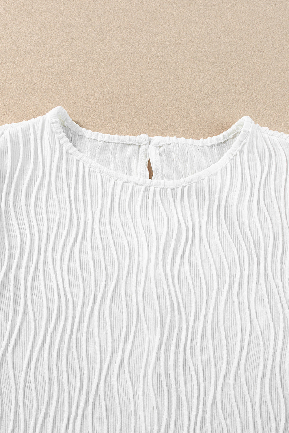 Textured Short Puff Sleeve Tee | White