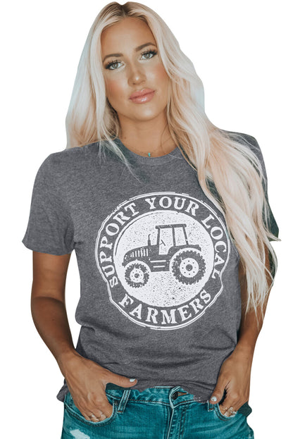 Support Your Local Farmers Graphic Tee | Gray